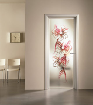 porta a vetro satinato con decoro digitale Maya