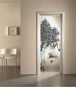 porta a vetro satinato con decoro digitale Cora