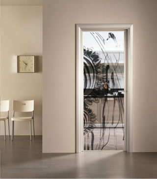 porta a vetro trasparente con decoro digitale Jewel