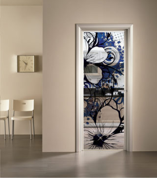 porta a vetro trasparente con decoro digitale Fedra