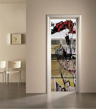 porta a vetro trasparente con decoro digitale Elettra