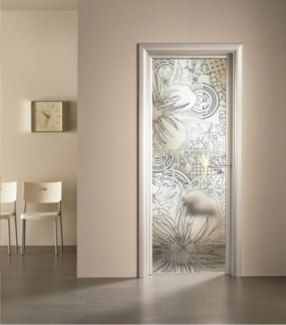 porta a vetro satinato con decoro digitale Lea