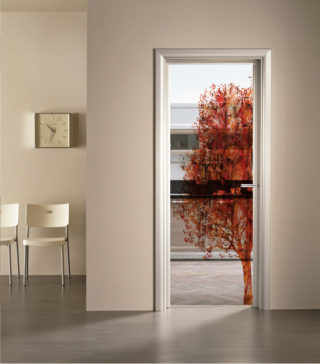 porta a vetro trasparente con decoro digitale Cheryl