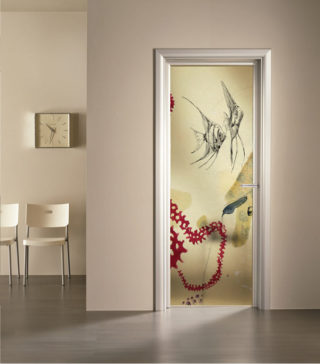 porta a vetro satinato con decoro digitale Leila