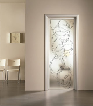 porta a vetro satinato con decoro digitale Gea