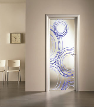 porta a vetro satinato con decoro digitale Atena