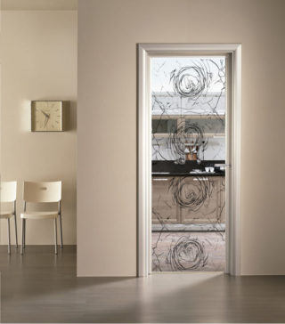 porta con vetro trasparente e decoro digitale Amarilli