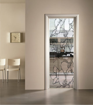 porta a vetro trasparente con decoro stampa digitale Sibilla