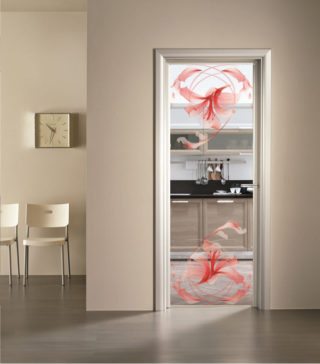 porta a vetro trasparente con decoro stampa digitale Luce