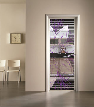 porta a vetro trasparente con decoro stampa digitale