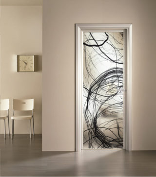 Porta a vetro satinato con decoro digitale Ares