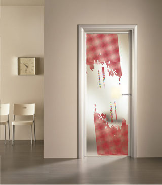porta a vetro satinato con decoro digitale Delice