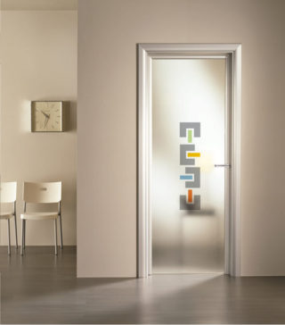 porta battente con vetro satinato e stampa digitale Nena