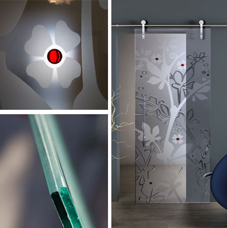 porta scorrevole con vetro inciso